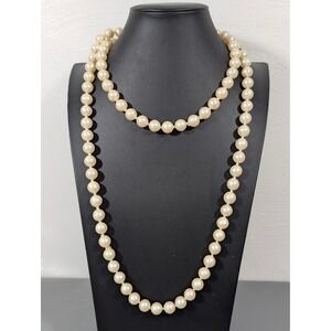 Vintage Faux Pearl Necklace 50" Long Heavy Acrylic Beads Layering Statement